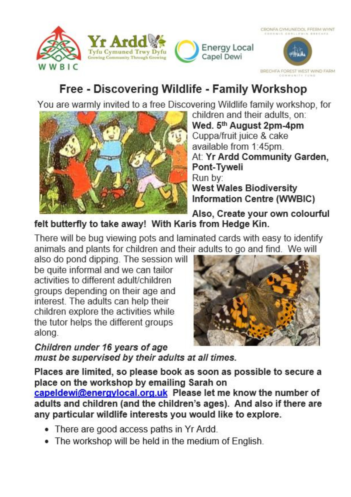 POSTER for free family workshop 05/08/2026