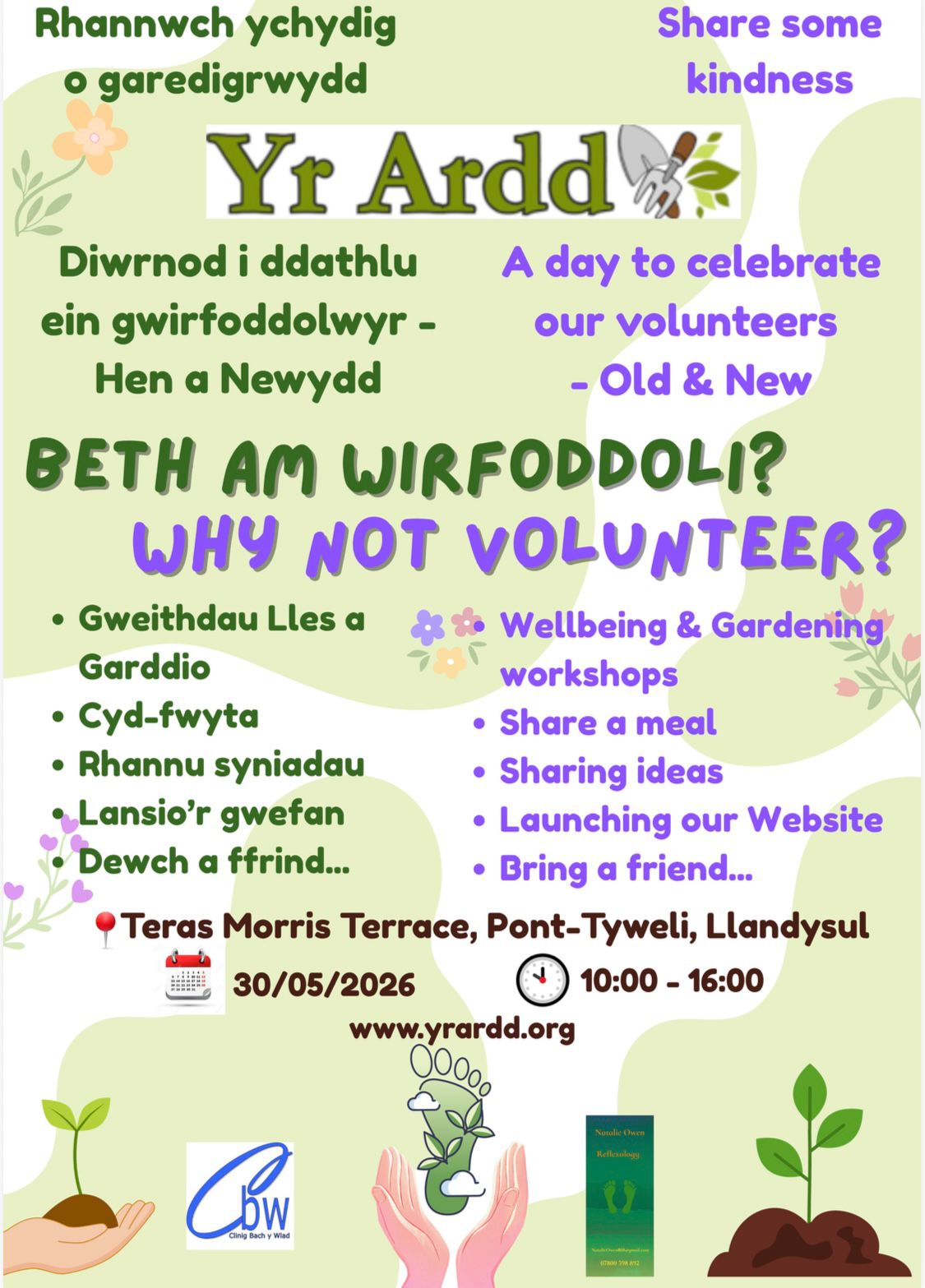 poster advertising for volunteers and come to the open day on 30/05/2026
